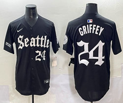 Nike Seattle Mariners #24 Ken Griffey Black 5(V) Joint MLB Jersey