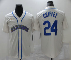 Nike Seattle Mariners #24 Ken Griffey Cream Gold logo Game Authentic Stitched MLB jersey
