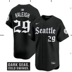 Nike Seattle Mariners #29 Cal Raleigh Black 5(V) Joint MLB Jersey