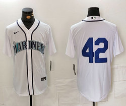 Nike Seattle Mariners #42 white Game Authentic Stitched MLB jersey