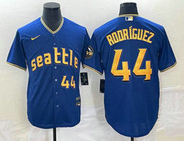 Nike Seattle Mariners #44 Julio Rodriguez 2023 City Gold 44 Front Game Authentic Stitched MLB jersey