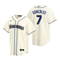 Nike Seattle Mariners #7 Marco Gonzales Cream Game Authentic Stitched MLB jersey