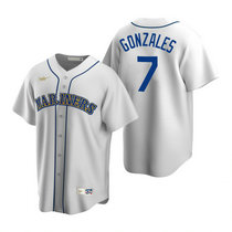 Nike Seattle Mariners #7 Marco Gonzales White Cooperstown Collection Game Authentic Stitched MLB jersey