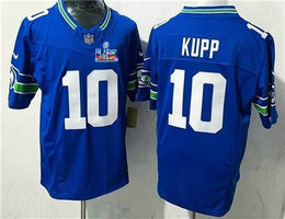Nike Seattle Seahawks #10 Cooper Kupp Blue Throwback Super Bowl LX 60 Patch Jersey