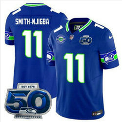 Nike Seattle Seahawks #11 Jaxon Smith-Njigba 50th Blue Throwback Jersey