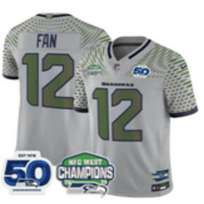 Nike Seattle Seahawks #12 Fan Gray Rivalries 50th Season Patch Jersey