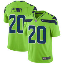 Nike Seattle Seahawks #20 Rashaad Penny Steel Green Rush Authentic Stitched NFL Jersey