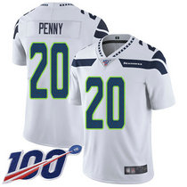 Nike Seattle Seahawks #20 Rashaad Penny White With NFL 100th Season Patch Vapor Untouchable Authentic Stitched NFL Jersey