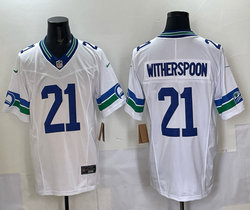 Nike Seattle Seahawks #21 Devon Witherspoon White Throwback Authentic Stitched NFL Jersey