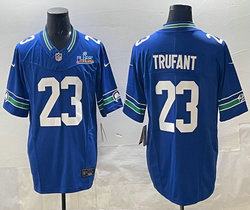 Nike Seattle Seahawks #23 Marcus Trufant Blue Throwback Super Bowl LX 60 Patch Jersey