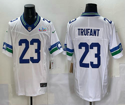 Nike Seattle Seahawks #23 Marcus Trufant White Throwback Super Bowl LX 60 Patch Jersey