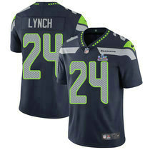 Nike Seattle Seahawks #24 Marshawn Lynch Blue Super Bowl LX 60 Patch Jersey