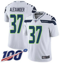 Nike Seattle Seahawks #37 Shaun Alexander White With NFL 100th Season Patch Vapor Untouchable Authentic Stitched NFL Jersey