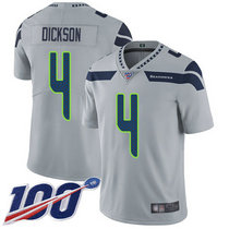 Nike Seattle Seahawks #4 Michael Dickson With NFL 100th Season Patch Grey Vapor Untouchable Authentic Stitched NFL Jersey