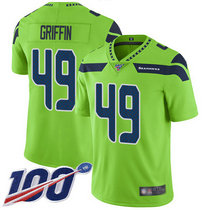 Nike Seattle Seahawks #49 Shaquem Griffin With NFL 100th Season Patch Green Rush Authentic Stitched NFL Jersey