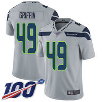 Nike Seattle Seahawks #49 Shaquem Griffin With NFL 100th Season Patch Grey Vapor Untouchable Authentic Stitched NFL Jersey