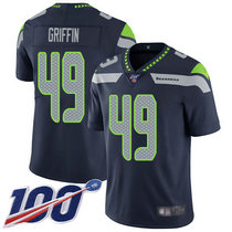 Nike Seattle Seahawks #49 Shaquem Griffin With NFL 100th Season Patch Navy Blue Vapor Untouchable Authentic Stitched NFL Jersey