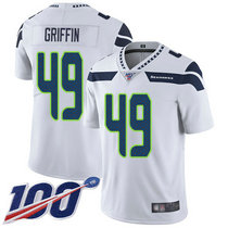 Nike Seattle Seahawks #49 Shaquem Griffin With NFL 100th Season Patch White Vapor Untouchable Authentic Stitched NFL Jersey