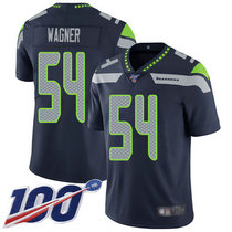 Nike Seattle Seahawks #54 Bobby Wagner With NFL 100th Season Patch Navy Blue Vapor Untouchable Authentic Stitched NFL Jersey