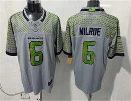 Nike Seattle Seahawks #6 Jalen Milroe 2025 Gray Rivalries Stitched Jersey