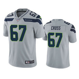 Nike Seattle Seahawks #67 Charles Cross Gray Vapor Untouchable Authentic Stitched NFL Jersey