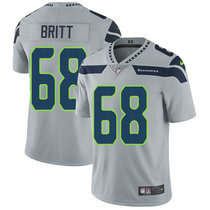 Nike Seattle Seahawks #68 Justin Britt Grey Vapor Untouchable Limited Authentic Stitched NFL Jersey