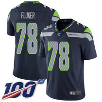 Nike Seattle Seahawks #78 D.J. Fluker With NFL 100th Season Patch Blue Vapor Untouchable Limited Authentic Stitched NFL Jersey FG