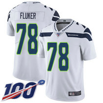 Nike Seattle Seahawks #78 D.J. Fluker With NFL 100th Season Patch White Vapor Untouchable Limited Authentic Stitched NFL Jersey FG