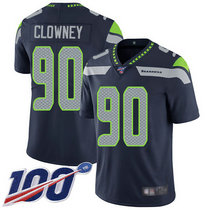 Nike Seattle Seahawks #90 Jadeveon Clowney With NFL 100th Season Patch Blue Vapor Untouchable Limited Authentic Stitched NFL Jersey FG