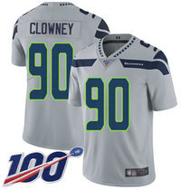 Nike Seattle Seahawks #90 Jadeveon Clowney With NFL 100th Season Patch Grey Vapor Untouchable Authentic Stitched NFL Jersey