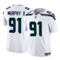 Nike Seattle Seahawks #91 Byron Murphy II White 2024 Draft F.U.S.E Football Jersey