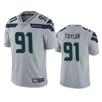 Nike Seattle Seahawks #91 Darrell Taylor Grey Vapor Untouchable Authentic Stitched NFL Jersey