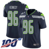 Nike Seattle Seahawks #96 Cortez Kennedy With NFL 100th Season Patch Blue Vapor Untouchable Limited Authentic Stitched NFL Jersey FG
