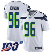 Nike Seattle Seahawks #96 Cortez Kennedy With NFL 100th Season Patch White Vapor Untouchable Limited Authentic Stitched NFL Jersey FG