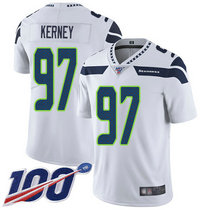 Nike Seattle Seahawks #97 Patrick Kerney White With NFL 100th Season Patch Vapor Untouchable Authentic Stitched NFL Jersey