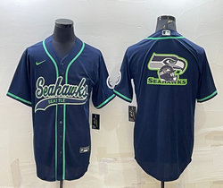 Nike Seattle Seahawks Blue Joint Team Logo Authentic Stitched baseball jersey