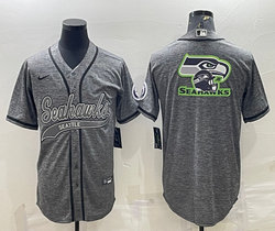 Nike Seattle Seahawks Hemp grey Joint Big Logo Authentic Stitched baseball jersey