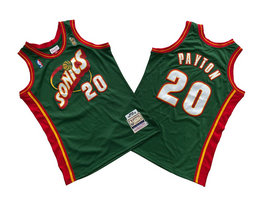 Seattle Sonics #20 Gary Payton Green Hardwood Classics Authentic Stitched NBA jersey
