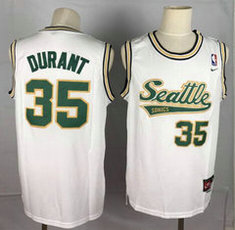 Nike Seattle Sonics #35 Kevin Durant White AU Soul Authentic Stitched NBA jersey
