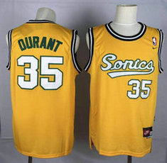 Nike Seattle Sonics #35 Kevin Durant Yellow Authentic Stitched NBA jersey