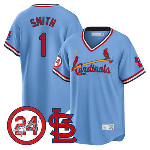 Nike St.Louis Cardinals #1 Ozzie Smith Blue 2024 Memorial Pullover Authentic stitched MLB jersey