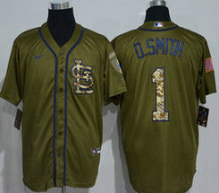 Nike St.Louis Cardinals #1 Ozzie Smith Green Salute to Service Authentic Stitched MLB Jersey