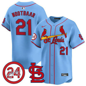 Nike St.Louis Cardinals #21 Lars Nootbaar Blue 2024 Memorial Authentic stitched MLB jersey