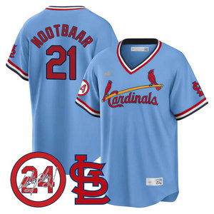 Nike St.Louis Cardinals #21 Lars Nootbaar Blue 2024 Memorial Pullover Authentic stitched MLB jersey