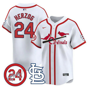 Nike St.Louis Cardinals #24 Whitey Herzog White 2024 Memorial Throwback Authentic stitched MLB jersey