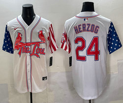 Nike St.Louis Cardinals #24 Whitey Herzog White Flag Jersey