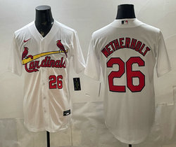 Nike St.Louis Cardinals #26 JJ Wetherholt White 26 front Authentic Stitched MLB Jersey