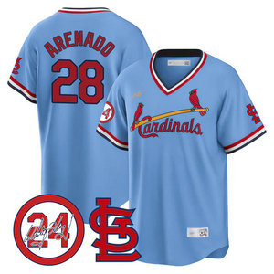 Nike St.Louis Cardinals #28 Nolan Arenado Blue 2024 Memorial Pullover Authentic stitched MLB jersey