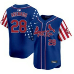 Nike St.Louis Cardinals #28 Nolan Arenado Blue 28 front Flag Jersey
