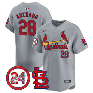 Nike St.Louis Cardinals #28 Nolan Arenado Gray 2024 Memorial Authentic stitched MLB jersey